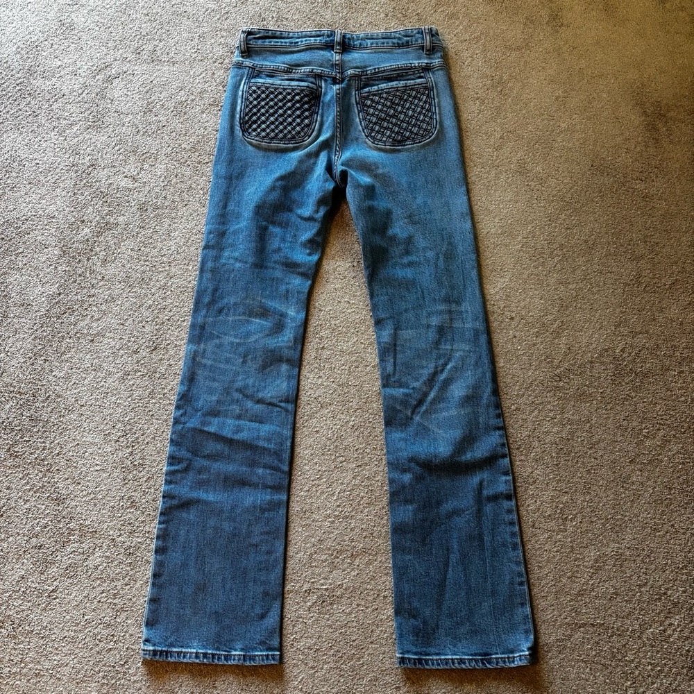 Free People Straight Leg Jeans With Woven Braided Weave Pockets
